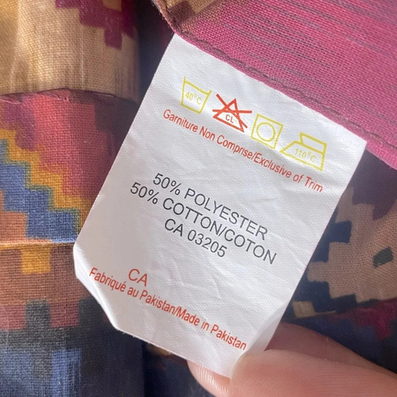 Vintage Burgundy Blue Yellow Southwestern Print Curtains x4 Panels - Picture 6 of 11